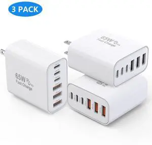 Hitoor 3 Pack 65W GaN Type C Wall Charger Block, 6-Port Fast Charging Block,PD USB C Plug Adapter+QC Plug Compatible with Apple iPhone 17/17 Air/16E/16Pro Max/16Plus/16/15/14/13/12/11/XS Max,Tablets.. Hitoor 3 Pack 65W GaN Type C Wall Charger Block, 6-Port Fast Charging Block,PD USB C Plug Adapter+QC Plug Compatible with Apple iPhone 17/17 Air/16E/16Pro Max/16Plus/16/15/14/13/12/11/XS Max,Tablets..