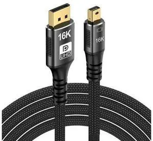 Vszerda Mini DisplayPort to DisplayPort 2.1 Cable, DP 2.1,Bi-Directional Transmission DisplayPort to ,16K@60Hz,8K@120Hz, 4K@240Hz G-Sync FreeSync Thunderbolt 2 for MacBook (Mini DP To DP2.1 16K-10FT) Vszerda Mini DisplayPort to DisplayPort 2.1 Cable, DP 2.1,Bi-Directional Transmission DisplayPort to ,16K@60Hz,8K@120Hz, 4K@240Hz G-Sync FreeSync Thunderbolt 2 for MacBook (Mini DP To DP2.1 16K-10FT)