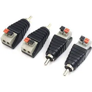 WRIARICH Poyiccot Speaker Wire to RCA Adapter Converter, RCA to Speaker Wire Adapter Subwoofer Speaker Phono RCA Male to AV 2 Screw Terminal Video Audio Spring Press Type Balun for CCTV, 4 Pack WRIARICH Poyiccot Speaker Wire to RCA Adapter Converter, RCA to Speaker Wire Adapter Subwoofer Speaker Phono RCA Male to AV 2 Screw Terminal Video Audio Spring Press Type Balun for CCTV, 4 Pack