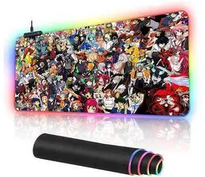 RGB Mouse Pad Japanese Anime Characters Crossover Custom Mousepad with Non-Slip Rubber Base,Large Gaming Desk Pad,LED Light Edges Mouse Mat,Computer Keyboard and Mice Pads for Office Game,35.4x15.7 RGB Mouse Pad Japanese Anime Characters Crossover Custom Mousepad with Non-Slip Rubber Base,Large Gaming Desk Pad,LED Light Edges Mouse Mat,Computer Keyboard and Mice Pads for Office Game,35.4x15.7