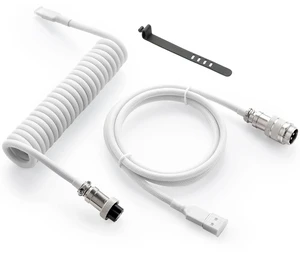 Vszerda Pro Custom Coiled USB C Cable for Gaming Keyboard, Double-Sleeved Mechanical Keyboard Cable with Detachable Metal Aviator, 1.5M USB-C to USB-A, White Color Vszerda Pro Custom Coiled USB C Cable for Gaming Keyboard, Double-Sleeved Mechanical Keyboard Cable with Detachable Metal Aviator, 1.5M USB-C to USB-A, White Color