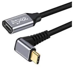 Vszerda Down & Up Angled USB-C USB 3.1 Type C Male to Female Extension Data Cable 10Gbps 100W with Sleeve for Laptop 3.0m Vszerda Down & Up Angled USB-C USB 3.1 Type C Male to Female Extension Data Cable 10Gbps 100W with Sleeve for Laptop 3.0m
