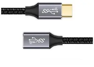 Vszerda Straight USB-C USB 3.1 Type C Male to Female Extension Data Cable 10Gbps 100W with Sleeve for Laptop 3.0m Vszerda Straight USB-C USB 3.1 Type C Male to Female Extension Data Cable 10Gbps 100W with Sleeve for Laptop 3.0m
