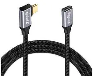 Vszerda Left Right Angled USB-C USB 3.1 Type C Male to Female Extension Data Cable 10Gbps 100W with Sleeve for Laptop 3.0m Vszerda Left Right Angled USB-C USB 3.1 Type C Male to Female Extension Data Cable 10Gbps 100W with Sleeve for Laptop 3.0m