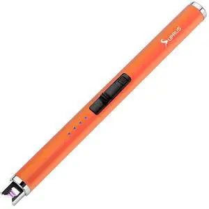 Fluorescent Lighter Glows in The Dark USB Lighter Rechargeable Windproof Pocket Size for Candle Cooking BBQ in Party (Orange) Fluorescent Lighter Glows in The Dark USB Lighter Rechargeable Windproof Pocket Size for Candle Cooking BBQ in Party (Orange)