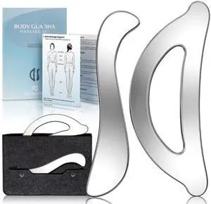 Muscle Scraper Tool Set - Stainless Steel Gua Sha for Physical Therapy & Deep Tissue Massage, Body Gua Sha Tools with Travel Pouch (2-Piece Kit) Muscle Scraper Tool Set - Stainless Steel Gua Sha for Physical Therapy & Deep Tissue Massage, Body Gua Sha Tools with Travel Pouch (2-Piece Kit)