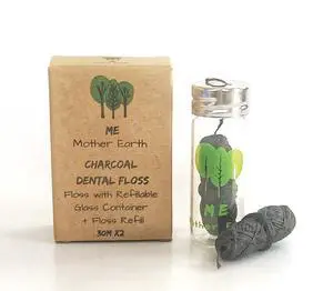 Vegan Biodegradable Bamboo Charcoal Dental Floss with Refillable Glass Container | Free Refill | Natural Candelilla Wax | 30M x2 | Peppermint Essential Oil | Eco Friendly Zero Waste Oral Care Vegan Biodegradable Bamboo Charcoal Dental Floss with Refillable Glass Container | Free Refill | Natural Candelilla Wax | 30M x2 | Peppermint Essential Oil | Eco Friendly Zero Waste Oral Care