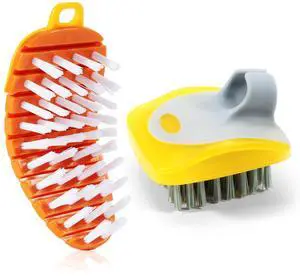 2 Pack Vegetable Brush Potato Scrubber for Food, Flexible Carrot Shape Veggie Brush and Finger Ring Fruit Cleaning Brush, Kitchen Produce Scrubber for Potatoes Carrots Corn 2 Pack Vegetable Brush Potato Scrubber for Food, Flexible Carrot Shape Veggie Brush and Finger Ring Fruit Cleaning Brush, Kitchen Produce Scrubber for Potatoes Carrots Corn