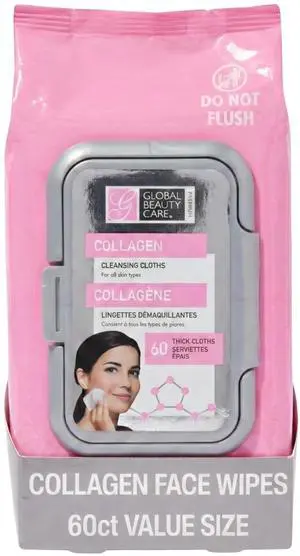 Collagen Makeup Remover Wipes - Gentle Daily Facial Cleansing Wipes for Sensitive Skin, Hydrating, Firming & Renewing For Smooth Radiant Skin, Travel-Friendly, 60 Count (1-Pack) Collagen Makeup Remover Wipes - Gentle Daily Facial Cleansing Wipes for Sensitive Skin, Hydrating, Firming & Renewing For Smooth Radiant Skin, Travel-Friendly, 60 Count (1-Pack)