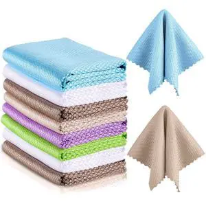 9 Pieces Fish Scale Cloth Microfiber Cleaning Nanoscale Glass Cleaning Cloth Wave Pattern Fish Scale Rag for Washing Windows, Mirrors and More (Basic Colors) 9 Pieces Fish Scale Cloth Microfiber Cleaning Nanoscale Glass Cleaning Cloth Wave Pattern Fish Scale Rag for Washing Windows, Mirrors and More (Basic Colors)