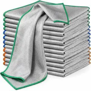 12 Pack Microfiber Glass Cleaning Cloth, 320GSM Thick Lint Free Glass Towels, Reusable Window Cleaning Cloth for Windshields, Lenses, Glasses, Mirrors & Windows, Polishing Silver, 13.8" x 10.8" 12 Pack Microfiber Glass Cleaning Cloth, 320GSM Thick Lint Free Glass Towels, Reusable Window Cleaning Cloth for Windshields, Lenses, Glasses, Mirrors & Windows, Polishing Silver, 13.8" x 10.8"