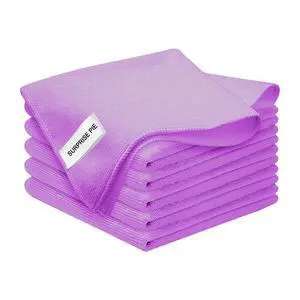 Microfiber Cloth 6Pack Cleaning Rags Absorbant Lint Free Cloth for House, Kitchen, Car, Glass, Stainless Steel, Window, Boat Cleaner-12''x 12''-Purple Microfiber Cloth 6Pack Cleaning Rags Absorbant Lint Free Cloth for House, Kitchen, Car, Glass, Stainless Steel, Window, Boat Cleaner-12''x 12''-Purple