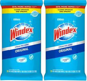 Wipes Glass Cleaning, Pre-Moistened Glass and Surface Wipes to Clean Home Surfaces, Household Essentials, Original Scent, 38 Count (Pack of 2) Wipes Glass Cleaning, Pre-Moistened Glass and Surface Wipes to Clean Home Surfaces, Household Essentials, Original Scent, 38 Count (Pack of 2)