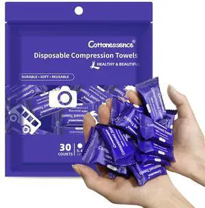 Premium Compressed Towels (30 count) - 30 Count (Pack of 1), 9.4" x 11.8", Portable Cotton Wipes Tablets, Individually Wrapped Coin Tissues for Travel Camping Hiking Outdoor Beauty Salon Premium Compressed Towels (30 count) - 30 Count (Pack of 1), 9.4" x 11.8", Portable Cotton Wipes Tablets, Individually Wrapped Coin Tissues for Travel Camping Hiking Outdoor Beauty Salon