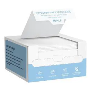 Clean Disposable Face Towels XXL 12" × 12", 30 Count, Clean Disposable Face Towels XXL 12" × 12", 30 Count,