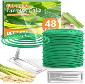 Citronella Coils, 48 PCS Citronella Incense with Coil Holder, Suitable for Summer Home Outdoor Use, Pool Side, Patio, Camping, Porches, Courtyards, Farms, Garden Planting Area Citronella Coils, 48 PCS Citronella Incense with Coil Holder, Suitable for Summer Home Outdoor Use, Pool Side, Patio, Camping, Porches, Courtyards, Farms, Garden Planting Area