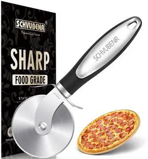 Premium Pizza Cutter Wheel - Ultra Sharp Stainless Steel Pizza Slicer with Non-Slip Soft Grip Handle - Multi-Purpose Cutter for Pizza, Dough & Pastry - Dishwasher Safe, Easy to Clean - Black Premium Pizza Cutter Wheel - Ultra Sharp Stainless Steel Pizza Slicer with Non-Slip Soft Grip Handle - Multi-Purpose Cutter for Pizza, Dough & Pastry - Dishwasher Safe, Easy to Clean - Black