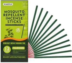 Mosquito Repellent Incense Sticks Outdoor Patio 12 PCS - DEET Free - Lemongrass Oil - Natural Citronella Incense Sticks for Camping, Patio, Hiking,etc Mosquito Repellent Incense Sticks Outdoor Patio 12 PCS - DEET Free - Lemongrass Oil - Natural Citronella Incense Sticks for Camping, Patio, Hiking,etc