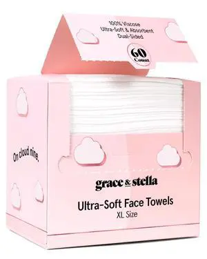 Face Towels Disposable - Travel Essentials - Ultra-Soft & Absorbent Face Wipes Towelettes - XL Facial Towels for Cleansing & Makeup Removal - Lint-Free Facial Tissue - Vegan (60 Count) Face Towels Disposable - Travel Essentials - Ultra-Soft & Absorbent Face Wipes Towelettes - XL Facial Towels for Cleansing & Makeup Removal - Lint-Free Facial Tissue - Vegan (60 Count)
