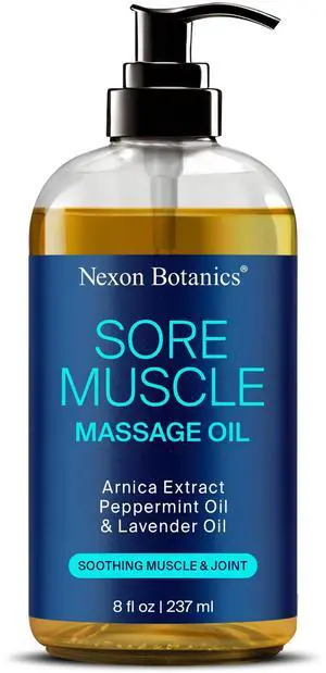 Sore Muscle Massage Oil for Massage Therapy 8 fl oz - Refreshing and Relaxing - Natural Oils with Arnica, Peppermint and Lavender Oil - for Men and Women Sore Muscle Massage Oil for Massage Therapy 8 fl oz - Refreshing and Relaxing - Natural Oils with Arnica, Peppermint and Lavender Oil - for Men and Women