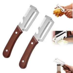 Premium Vegetable Peeler with Wooden Handle and Bottle Opener,Multi-Functional Vegetable Peeler for Kitchen, 2-In-1 Stainless Steel Kitchen Tool, for Fruit Veggie, Includes Bottle Opener (2PCS 3-In-1) Premium Vegetable Peeler with Wooden Handle and Bottle Opener,Multi-Functional Vegetable Peeler for Kitchen, 2-In-1 Stainless Steel Kitchen Tool, for Fruit Veggie, Includes Bottle Opener (2PCS 3-In-1)