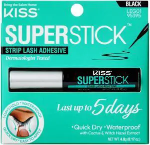 SuperStick Lash Glue for Strip Eyelashes, Black, 0.17 Oz (4.8 g), Dermatologist-Tested, Extended Wear Lash Adhesive, Easy-to-Apply Quick-Dry Brush Applicator, Waterproof on Normal Skin SuperStick Lash Glue for Strip Eyelashes, Black, 0.17 Oz (4.8 g), Dermatologist-Tested, Extended Wear Lash Adhesive, Easy-to-Apply Quick-Dry Brush Applicator, Waterproof on Normal Skin