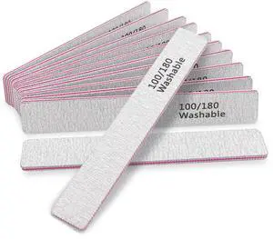 Nail File 12 PCS Professional Reusable 100/180 Grit Double Sides Washable Nail File Manicure Tools for Poly Nail Extension Gel and Acrylic Nails Tools Suit for Home Salon Nail File 12 PCS Professional Reusable 100/180 Grit Double Sides Washable Nail File Manicure Tools for Poly Nail Extension Gel and Acrylic Nails Tools Suit for Home Salon