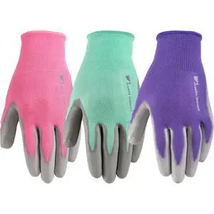 Gardening Gloves for Women Breathable Polyester, Seamless Fit PU-Coated Palm for Grip & Durability Elastic Wrist Pink/Green/Purple, Medium, Pack of 3 (413MF) Gardening Gloves for Women Breathable Polyester, Seamless Fit PU-Coated Palm for Grip & Durability Elastic Wrist Pink/Green/Purple, Medium, Pack of 3 (413MF)