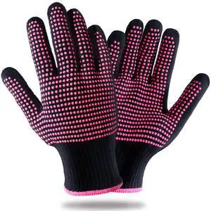2 Pcs Heat Resistant Gloves With Silicone Bumps, Professional Heat Proof Glove Mitts For Hair Styling Curling Iron Wand Flat Iron Hot-Air Brushes Sublimation Gloves Rose Red 2 Pcs Heat Resistant Gloves With Silicone Bumps, Professional Heat Proof Glove Mitts For Hair Styling Curling Iron Wand Flat Iron Hot-Air Brushes Sublimation Gloves Rose Red