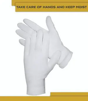 12 Pcs White Cotton Gloves For Eczema, Dry Hands, Moisturizing, Coin Handling And Jewelry Inspection 12 Pcs White Cotton Gloves For Eczema, Dry Hands, Moisturizing, Coin Handling And Jewelry Inspection