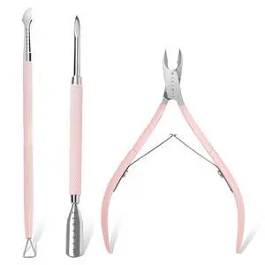 Cuticle Trimmer with Cuticle Pusher, 3 PCS Pink Nail Cuticle Nipper Professional Pedicure Manicure Tools with Stainless Steel Dual End Pusher, Nail Scraper Cuticle Trimmer with Cuticle Pusher, 3 PCS Pink Nail Cuticle Nipper Professional Pedicure Manicure Tools with Stainless Steel Dual End Pusher, Nail Scraper
