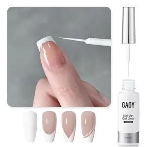 White Swirl Gel Nail Polish Art Liner, 8ml Classic Color Nail Paint Design with Thin Brush, UV Light Cure for DIY French Manicure at Home White Swirl Gel Nail Polish Art Liner, 8ml Classic Color Nail Paint Design with Thin Brush, UV Light Cure for DIY French Manicure at Home