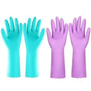 Reusable Dishwashing Cleaning Gloves with Latex free, Cotton lining,Kitchen Gloves 2 Pairs,Purple+blue Medium Reusable Dishwashing Cleaning Gloves with Latex free, Cotton lining,Kitchen Gloves 2 Pairs,Purple+blue Medium