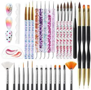 Nail Dotting Tools 32PCS Double-ended Nail Art Brushes Kit Nail Art Gel Polish Liner Brushes Design Pen For Nail Drawing And Nail Paint Brushes Small Detail Brushes Nail Dotting Tools 32PCS Double-ended Nail Art Brushes Kit Nail Art Gel Polish Liner Brushes Design Pen For Nail Drawing And Nail Paint Brushes Small Detail Brushes