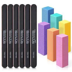 Nail Files and Buffers, Professional Manicure Tools Kit Rectangular Art Care Buffer Block Tools 100 180 Grit 12 pcs(Black) Nail Files and Buffers, Professional Manicure Tools Kit Rectangular Art Care Buffer Block Tools 100 180 Grit 12 pcs(Black)