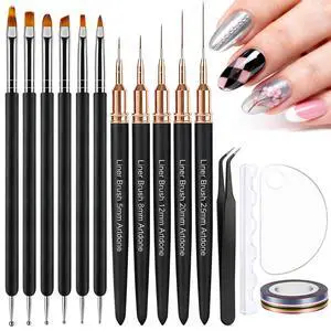 Nail Striping Tape Lines Kit With Nail Art Pens Dotting Tools And Liner Brushes For Gel Polish Small Detail Drawing Design Paint Nail Striping Tape Lines Kit With Nail Art Pens Dotting Tools And Liner Brushes For Gel Polish Small Detail Drawing Design Paint