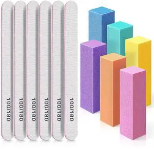 Nail Files and Buffers, Professional Manicure Tools Kit Rectangular Art Care Buffer Block Tools 100 180 Grit 12 pcs(White) Nail Files and Buffers, Professional Manicure Tools Kit Rectangular Art Care Buffer Block Tools 100 180 Grit 12 pcs(White)