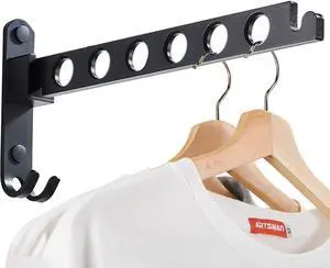 Wall Mounted Clothes Drying Rack, Black, 1 Pack Wall Mounted Clothes Drying Rack, Black, 1 Pack