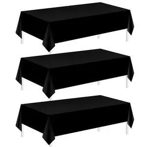 3 Pack Plastic Tablecloths for Rectangle Tables 54" x 108" Black Disposable Table Cloths for 6 to 8 Foot Tables Indoor or Outdoor Parties Birthday Wedding Christmas Anniversary Buffet Table 3 Pack Plastic Tablecloths for Rectangle Tables 54" x 108" Black Disposable Table Cloths for 6 to 8 Foot Tables Indoor or Outdoor Parties Birthday Wedding Christmas Anniversary Buffet Table