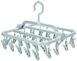 Foldable Clip Hangers with 26 Drying Clips, Underwear Hanger with Clips, Plastic Laundry Clip and Drip Drying Hanger for Socks, Bras, Lingerie, Clothes, Sturdy, Blue Foldable Clip Hangers with 26 Drying Clips, Underwear Hanger with Clips, Plastic Laundry Clip and Drip Drying Hanger for Socks, Bras, Lingerie, Clothes, Sturdy, Blue