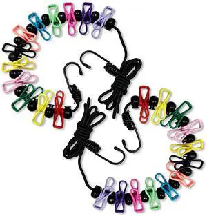 2 Pack Portable Windproof Clothesline with 12 Clothespins, Non-Slip Clasps Adjustable Laundry Line for Indoor Outdoor Travel Camping, for Hotel Room (2 Colorful Clotheslines) 2 Pack Portable Windproof Clothesline with 12 Clothespins, Non-Slip Clasps Adjustable Laundry Line for Indoor Outdoor Travel Camping, for Hotel Room (2 Colorful Clotheslines)