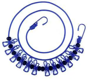 Portable Travel Clothesline, Adjustable Elastic Travel Camping Retractable Clothesline with 12pcs Clips for Outdoor and Indoor Use (Blue) Portable Travel Clothesline, Adjustable Elastic Travel Camping Retractable Clothesline with 12pcs Clips for Outdoor and Indoor Use (Blue)