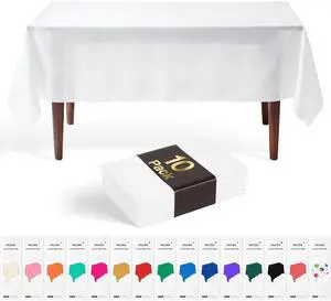 White Premium Plastic Tablecloths 10 Pack, 54 x 108 Inch Rectangle Disposable Table Covers for 8FT Tables, Waterproof Spill-Proof, Easy Cleanup for Birthday, Parties and Weddings White Premium Plastic Tablecloths 10 Pack, 54 x 108 Inch Rectangle Disposable Table Covers for 8FT Tables, Waterproof Spill-Proof, Easy Cleanup for Birthday, Parties and Weddings