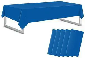 Blue 5 Pack 54 x 108 Inch Plastic Tablecloth Disposable Tablecloth for Rectangle Table, Party Plastic Table Cloth Blue 5 Pack 54 x 108 Inch Plastic Tablecloth Disposable Tablecloth for Rectangle Table, Party Plastic Table Cloth