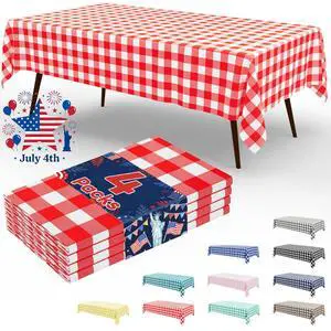 4 Packs Buffalo Disposable Table Cloth, 54 x 108 Inch Waterproof Plastic Tablecloth, Rectangle Red and White Checkered Table Covers for Picnic, Birthday, 4th of July Party 4 Packs Buffalo Disposable Table Cloth, 54 x 108 Inch Waterproof Plastic Tablecloth, Rectangle Red and White Checkered Table Covers for Picnic, Birthday, 4th of July Party