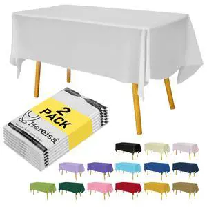 White Plastic Tablecloths 2 Pack Disposable Table Covers 54 x 108 Inch Bridal Shower PEVA Vinyl Table Cloths for Picnic Birthday Wedding Banquet Parties 8 ft Rectangle Table Use White Plastic Tablecloths 2 Pack Disposable Table Covers 54 x 108 Inch Bridal Shower PEVA Vinyl Table Cloths for Picnic Birthday Wedding Banquet Parties 8 ft Rectangle Table Use