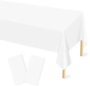 2 Pcs White Plastic Tablecloth for Rectangle Table, 54 × 108 inches Disposable White Party Table Covers for Birthday, Wedding, Baby Shower, Holdiay Party Decoration 2 Pcs White Plastic Tablecloth for Rectangle Table, 54 × 108 inches Disposable White Party Table Covers for Birthday, Wedding, Baby Shower, Holdiay Party Decoration