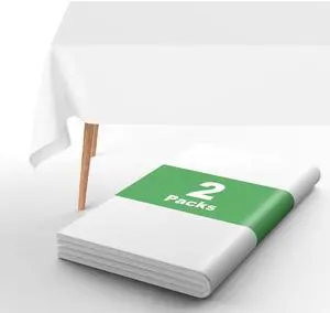Plastic Tablecloth Disposable, 2 Pcs - 54" x 108" Table Cloth Rectangle Table, Waterproof, Suitable for Parties, Picnics, Weddings, and Camping(White) Plastic Tablecloth Disposable, 2 Pcs - 54" x 108" Table Cloth Rectangle Table, Waterproof, Suitable for Parties, Picnics, Weddings, and Camping(White)