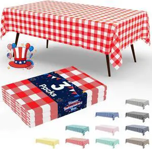 3 Pack Red Gingham Disposable Tablecloths, 54" x 108" Rectangle Plastic Checkered Table Cloth, Waterproof Buffalo Plaid Table Covers for Picnic, Outdoor, Birthday, Party 3 Pack Red Gingham Disposable Tablecloths, 54" x 108" Rectangle Plastic Checkered Table Cloth, Waterproof Buffalo Plaid Table Covers for Picnic, Outdoor, Birthday, Party
