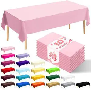 10 Pack Premium Disposable Plastic Tablecloth 54" X 108" Rectangle Table Cover for Birthdays Weddings Christmas Anniversary Buffet Table (Pink) 10 Pack Premium Disposable Plastic Tablecloth 54" X 108" Rectangle Table Cover for Birthdays Weddings Christmas Anniversary Buffet Table (Pink)